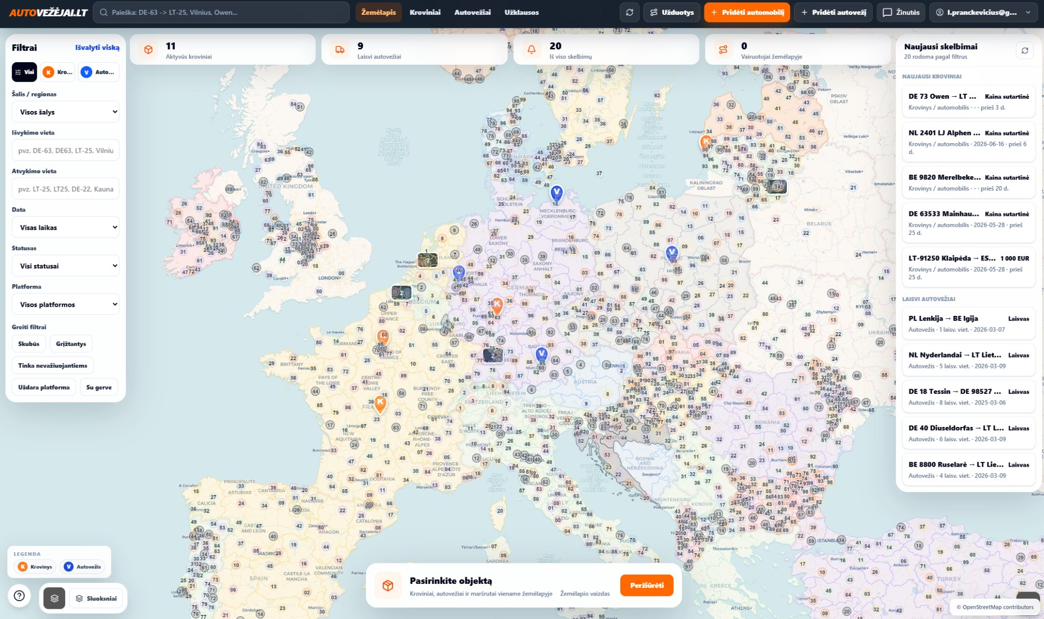 European freight routes map